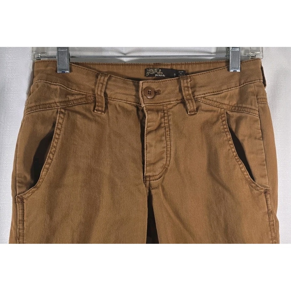 Prana Kara Pants Womens 0 Brown Organic Cotton Stretch Tapered Hiking Casual
